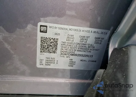 2025 Chevrolet Equinox Lt z USA, uszkodzony, nr VIN 3GN7DMRR2SS229133